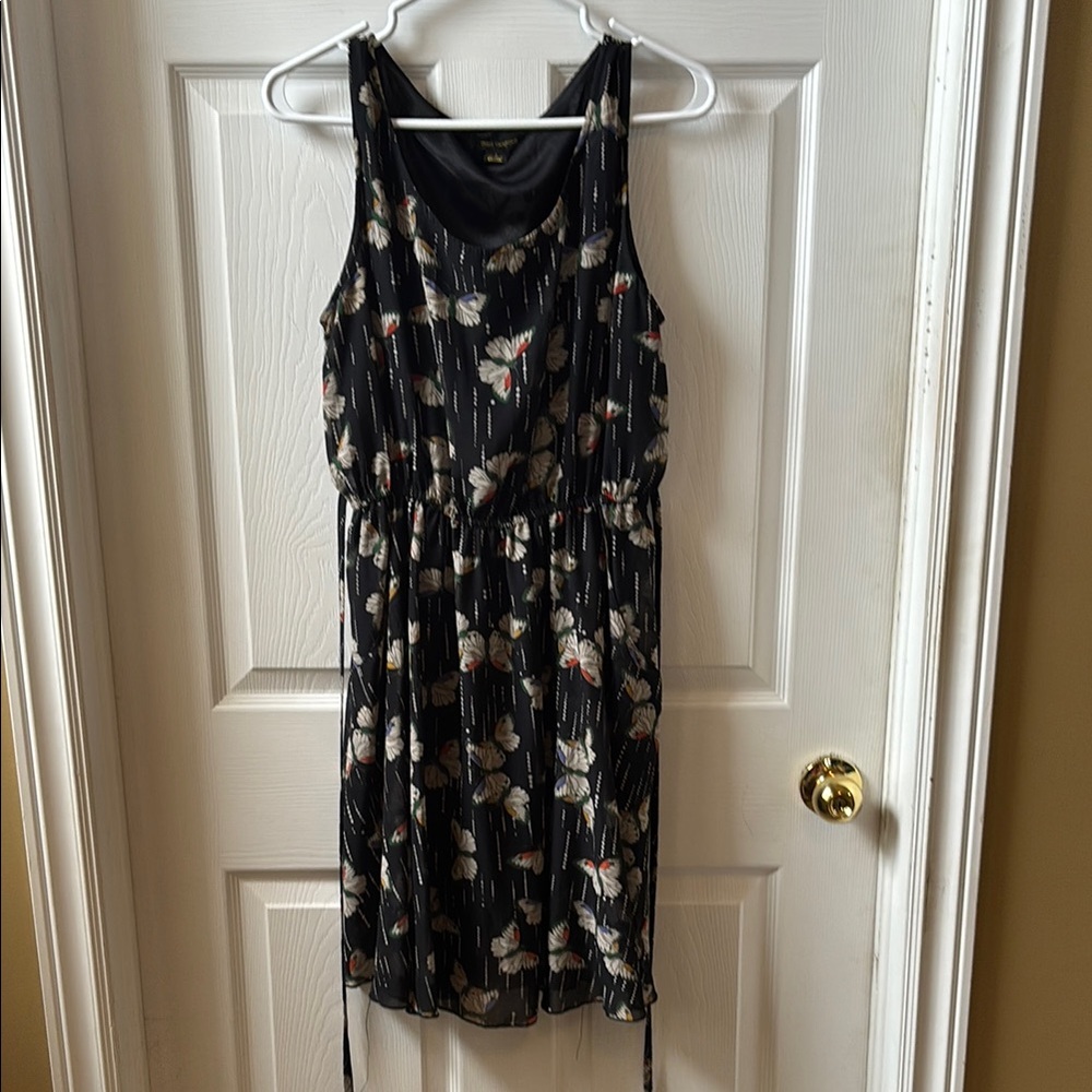 QED London Black Butterfly Mini Dress with Pockets